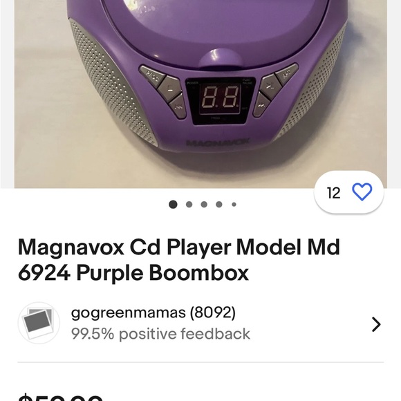 Magnavox MD6924-PL Portable Top Loading CD Boombox with AM/FM Stereo Radio - Picture 2 of 6